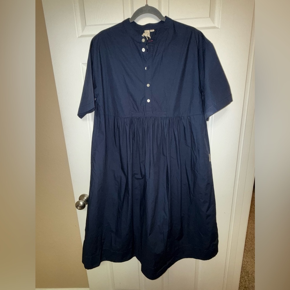 Oversized Smock Dress with Pockets | 100% cotton | Navy | XS